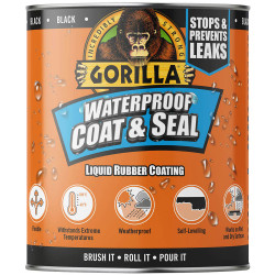 Gorilla Glue 3244021 Waterproof Coat &amp; Seal Liquid Rubber Coating Black 473ml