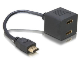 Adapter, przejściówka wtyk HDMI / 2x HDMI gniazdo przewód 20cm