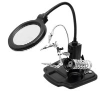 UM265.13 Uchwyt do płytek - tzw. trzecia ręka z lupa ("gęsia szyja"): lupa, uchwyty, podstawka pod lutownicę