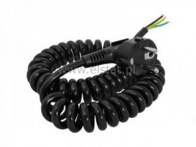 Kabel spiralny jednostr. 5m 3x1,5mm czarny kąt.