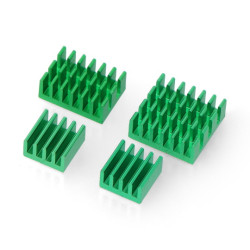 Zestaw radiatorów do Raspberry Pi 4B - z taśmą termoprzewodzącą - zielone - 4szt.