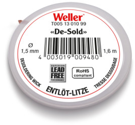 Desoldering wick, 1.5 mm, 1.6 m, Weller T0051301099