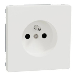 Socket-outlet, Merten System Design, 2P + E, 16A, French, screwless terminals, glossy, lotus white