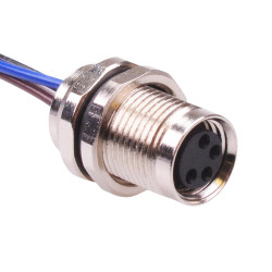4 Way M8 Prewired Female Front Mounting Receptacle Circular Connector IP67 3A