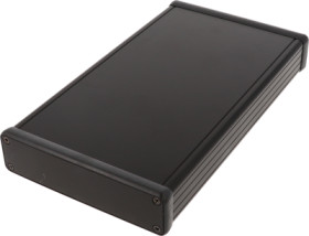 Aluminum enclosure, (L x W x H) 220 x 125 x 31 mm, black (RAL 9005), IP54, 1455P2201BK