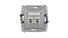 Mini Gniazdo Komputerowe Podwójne 2Xrj45 Kat. 6 8-Stykowy Srebrny Metalik 7Mgk-4