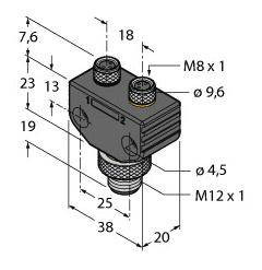 Turck 6930559 Rozdzielacz i adapter czujnika/aktuatora VB2-FSM4.4-2MFK3, 1 szt.
