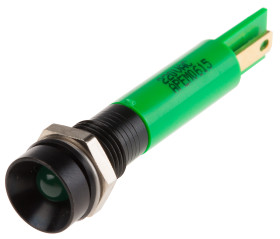 Lampka kontrolna do montażu panelowego 220V ac, zielona 8mm LED RS PRO