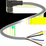 Sensor actuator cable, M12 cable socket, angled, L to open end, 5 pole, 1.5 m, PUR, gray, 16 A, 70158826