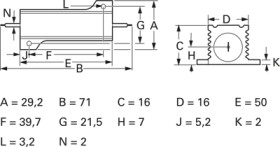 Wirewound resistor, 40 mΩ, 50 W, ±5 %, RB50 5% 0R04