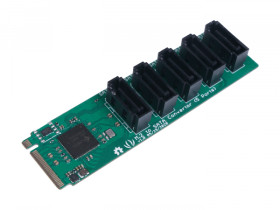 PCIe 3.0x2 M.2 NGFF Key-M to 5-Port 6Gbps SATA 3.0 Converter with JMB585 Chip - Suitable for ODYSSEY-X86J4105