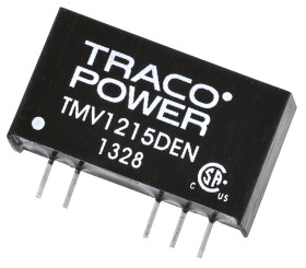 Przetwornica DC-DC, 1W, Uwe 10,8 → 13,2 V DC, Uwy ±15V dc, Iwy ±30mA, TRACOPOWER