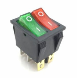 XW-604RG przełącznik kołyskowy stabilny podświetlany 230V, podwójny (czerwono - zielony) ON-OFF