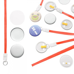 Przypinki 58mm ze smyczą koralowe zestaw 50 sztuk