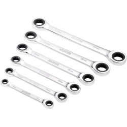Draper 27741 HI-TORQ&#xAE; Metric Double Ratchet Ring Spanner Set 6 Pcs