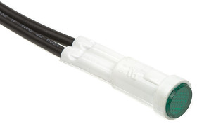 Lampka kontrolna do montażu panelowego 230V ac, zielona 8mm Neonowy Chrom Wyprowadzenia Arcolectric (Bulgin) Ltd