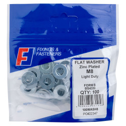 ForgeFix 100WASH8 Flat Washer Form B ZP M8 Bag 100