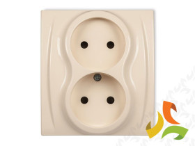 LOGO Gniazdo podwójne bez uziemienia (przesłony torów prądowych) beżowy 1LGP-2p KARLIK