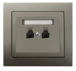 KIER Gniazdo telefoniczne podwójne RJ11 równoległe satyna light GPT-2WR/45