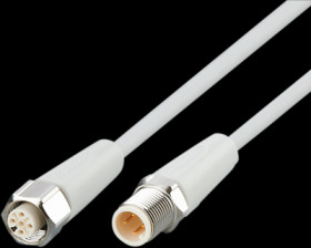Sensor actuator cable, M12 cable plug, straight, A to M12 cable socket, straight, A, 4 pole/5 pole, 3 m, mPPE, gray, 4 A, EVF105