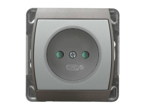 GAZELA Gniazdo pojedyncze bez uziemienia z przesłonami srebro + tytan GP-1JP/m/18/23 OSPEL