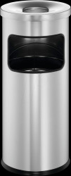 333223 Waste container with ashtray, 17 l, round, fire protection, silv