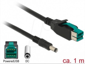 85497 PoweredUSB cable male 12V > DC 5,5 x 2,1 mm, 1 m