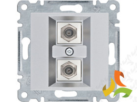 LUMINA Gniazdo antenowe podwójne typu "F" srebrne WL3262 HAGER