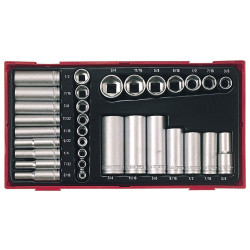 Teng TC20 TTAF32 Regular/Deep Socket Set, 32 Piece - 1/4 &amp; 3/8in Drive