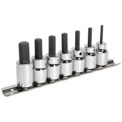 Sealey AK62253 Hex Socket Bit Set 7pc 3/8&quot;Sq Drive Metric