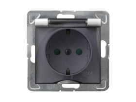 IMPRESJA Gniazdo hermetyczne z uziemieniem schuko IP-44 z przesłonami torów prądowych wieczko przezroczyste biały GPH-1YSP/m/00/