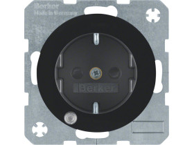 R.1/R.3 Gniazdo pojedyncze z uziemieniem schuko z diodą kontrolną LED czarny 41102045 HAGER