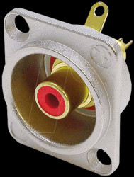 NF2D-4 RCA panel jack, silver, yellow colour ID ring