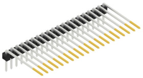 Pin header, 20 pole, pitch 2.54 mm, angled, black, 10131138