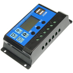 Kontroler solarny PWM 10A 12/24V DC 2xgn.USB regulator z LCD
