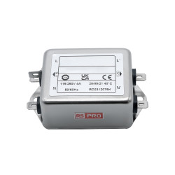 Filtr sieciowy 4A 1-fazowy 470kΩ 115/250 V AC 50 → 60Hz 2 x 14mH RS PRO Montaż w obudowie