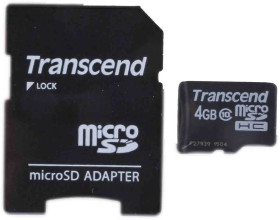 Karta Micro SD MicroSDHC, 4 GB Nie MLC, Transcend