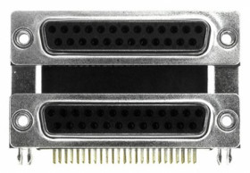 Złącze D-Sub 25-pinowe Żeński/Żeński Kąt prosty Przepust raster 2.769mm Złoto
