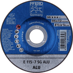 PFERD TOOLS 62211622 E 115-7 SG ALU Tarcza tnąca wygięta Średnica 115 mm Średnica otworu 22.23 mm aluminium, metal nieże