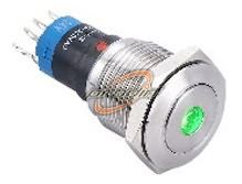 PRZEŁĄCZNIK METALOWY PODŚWIETL.LED 12V ZIELONY PUN.MONO MKX