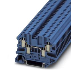 Blok zacisków przelotowych Phoenix Contact poziomy: Pojedynczy 26 → 12AWGŚruba UT 2.5-QUATTRO BU 24A 500 V