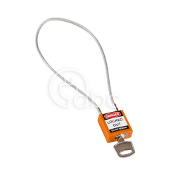 Kłódka bezpieczeństwa LOTO z linką (400 mm), pomarańczowa, 195943