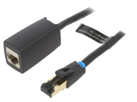 IKHBD Przedłużacz RJ45 F/FTP Cat 8 OFC PVC czarny 0,5m Żyły: 8