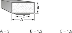 Housing seal, conductive, rectangular, copper/nickel, (W x H) 3 x 1.2 mm, DRE3X1,2NI-N1,5V0-1,0M
