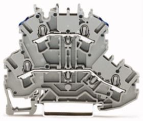 Feed-through/feed-through terminal block, spring-clamp connection, 0.25-4.0 mm², 2 pole, 24 A, 6 kV, gray, 2002-2203