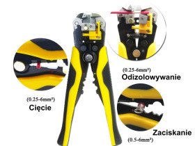 Ściągacz izolacji 0,25-6 mm2 / Automatyczny ściągacz izolacji / Szczypce do ściągania izolacji i zaciskania 5w1 / Z-D2 /