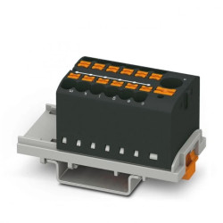 Blok rozdzielczy PTFIX 6/12X2,5-NS35 BK, czarne złącze przemysłowe - 12 punktów przyłączeniowych o przekroju 2,5mm2