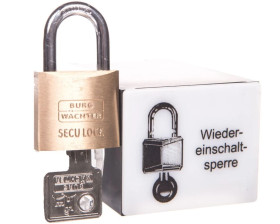 Kłódka w pojemniku zatrzaskiwanym na szynie 0000104664T