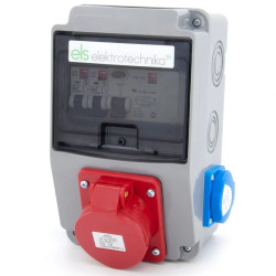 Rozdzielnica budowlana 2*GS 230V + 16A/5 + zabezpieczenia + różnicówka, obudowa naścienna, 6NO22C10F