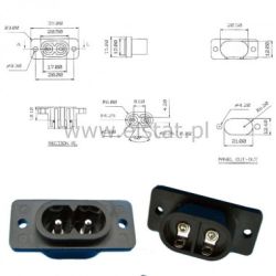 Gniazdo AC zasilające ósemka do obudowy lutow.